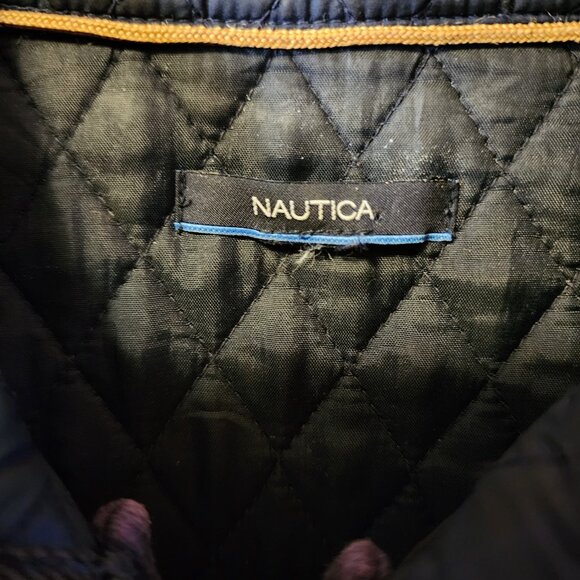 Women's Medium Nautica Navy Blue Zip Up Quilted Jacket - Picture 3 of 7